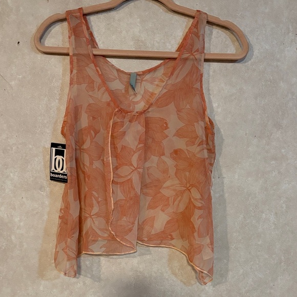 Loila Tops - Boarders Women's Sheer Orange Floral Tank Top